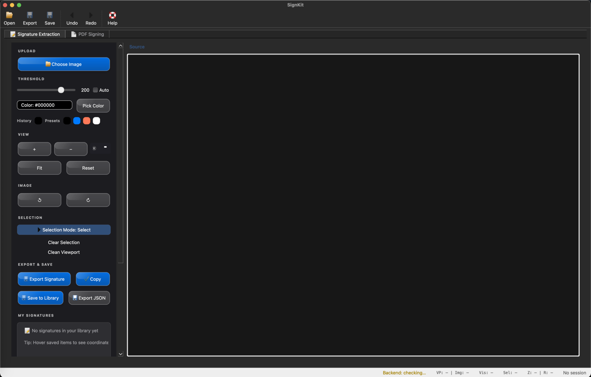 SignKit signature extraction interface